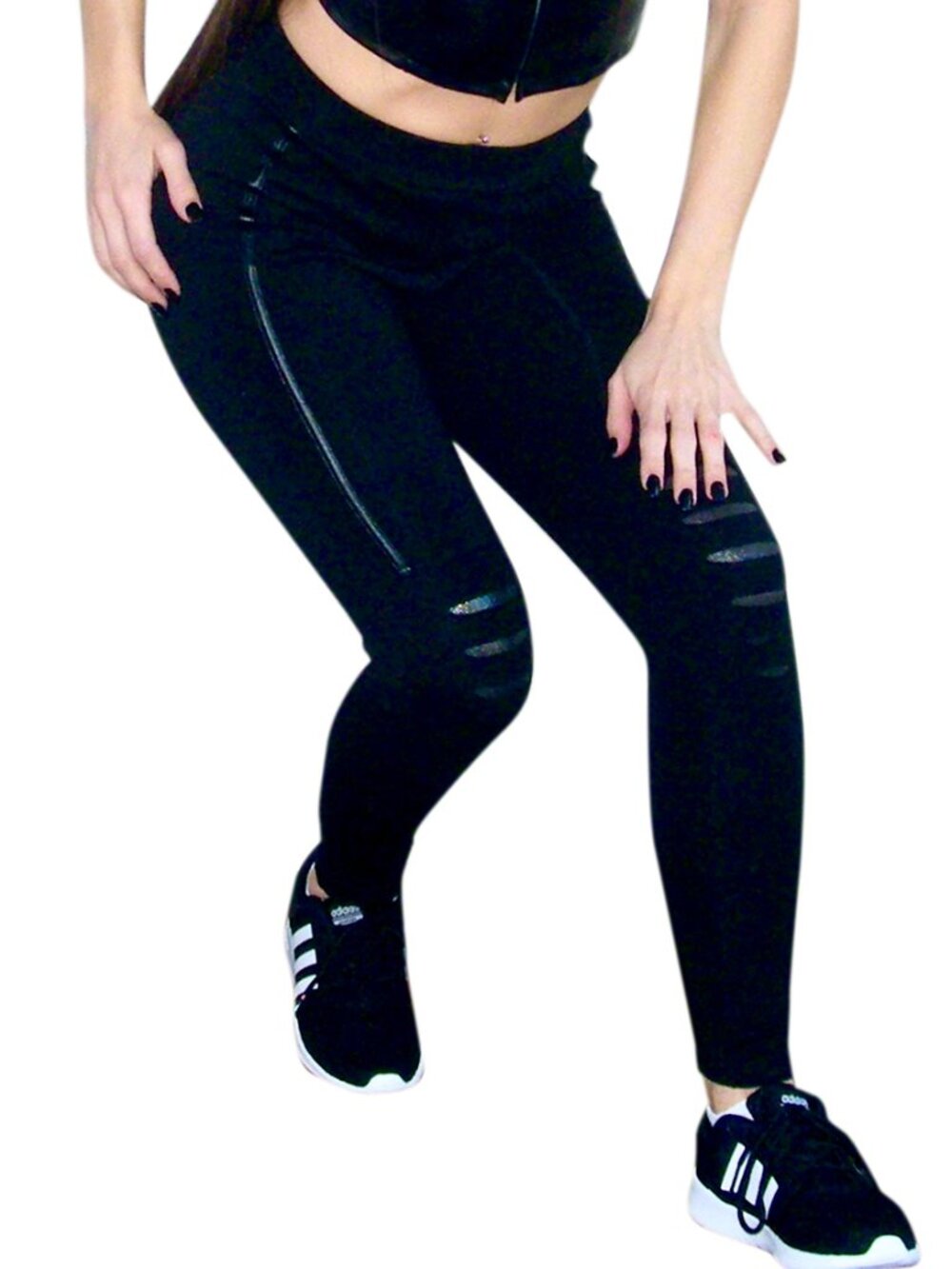 Women's Distressed Black Leggings Hippie Style Size S/M Cotton Blend Soft NWT